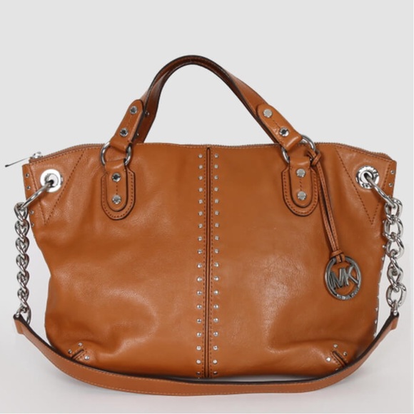MICHAEL KORS, Uptown Astor Studded Large Tote Chain Shoulder Strap Satchel. - Picture 1 of 16